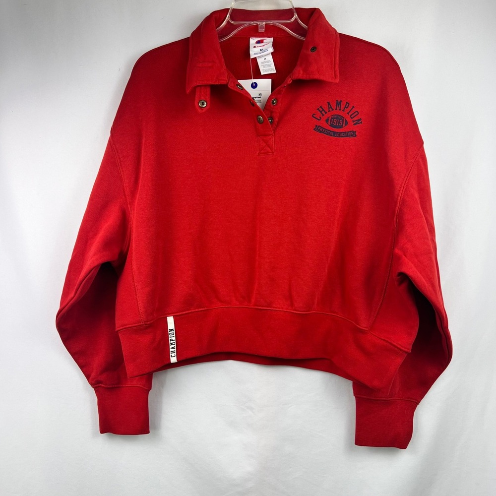 Champion Red Pullover Cropped Sweatshirt